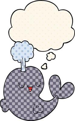 cartoon whale and thought bubble in comic book style