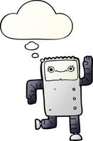 cartoon robot and thought bubble in smooth gradient style vector