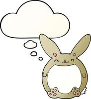 cartoon rabbit and thought bubble in smooth gradient style vector