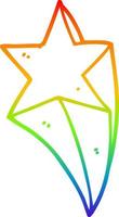 rainbow gradient line drawing cartoon shooting star vector