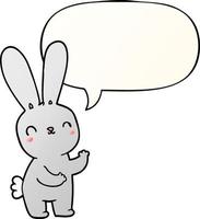 cute cartoon rabbit and speech bubble in smooth gradient style vector