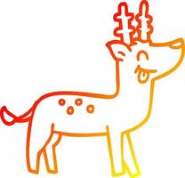 warm gradient line drawing cartoon happy reindeer vector