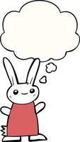 cute cartoon rabbit and thought bubble vector