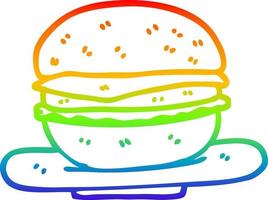 rainbow gradient line drawing cartoon burger
