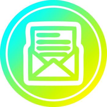 sobre carta circular en espectro de gradiente frío vector