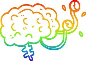 rainbow gradient line drawing cartoon monster brain vector