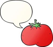 cartoon tomato and speech bubble in smooth gradient style vector