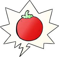 cartoon tomato and speech bubble in smooth gradient style vector