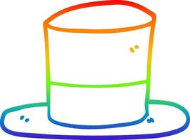 sombrero de copa de dibujos animados de dibujo de línea de degradado de arco iris vector