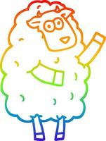 rainbow gradient line drawing cartoon sheep vector