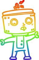 rainbow gradient line drawing cartoon robot vector