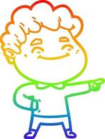 rainbow gradient line drawing cartoon friendly man vector