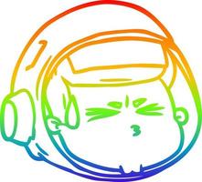 rainbow gradient line drawing cartoon stressed astronaut face vector