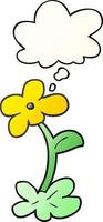 cartoon flower and thought bubble in smooth gradient style vector