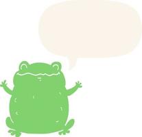 cartoon toad and speech bubble in retro style vector