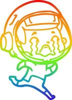 arco iris gradiente línea dibujo dibujos animados llorando astronauta vector