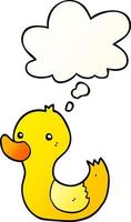 cartoon duck and thought bubble in smooth gradient style vector