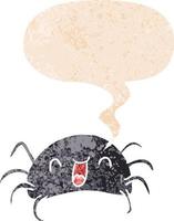 cartoon spider and speech bubble in retro textured style vector