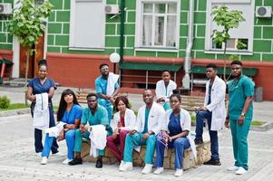 Group of african medical students posed outdoor. photo