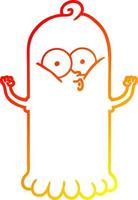 warm gradient line drawing cartoon ghost vector