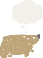 cartoon bear and thought bubble in retro style vector