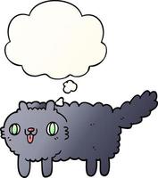 cartoon cat and thought bubble in smooth gradient style vector