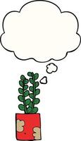 cartoon plant and thought bubble vector