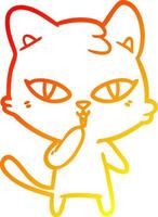 warm gradient line drawing cartoon cat vector