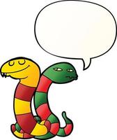 cartoon snakes and speech bubble in smooth gradient style vector