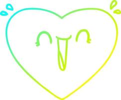 cold gradient line drawing cartoon happy heart vector