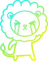 cold gradient line drawing cartoon crying lion vector