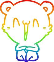 rainbow gradient line drawing happy bear sitting cartoon vector