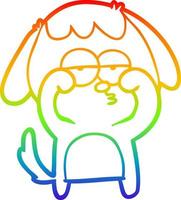 rainbow gradient line drawing cartoon tired dog vector