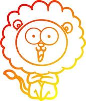 warm gradient line drawing happy cartoon lion vector