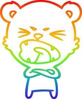 rainbow gradient line drawing angry cartoon polar bear vector