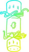 cold gradient line drawing christmas cracker cartoon vector