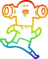 rainbow gradient line drawing friendly cartoon alien running vector