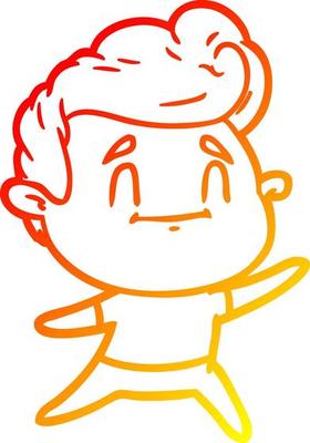 warm gradient line drawing happy cartoon man