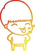 warm gradient line drawing funny cartoon boy vector