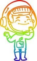 rainbow gradient line drawing happy cartoon astronaut vector