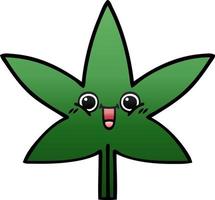 hoja de marihuana de dibujos animados sombreada degradada vector