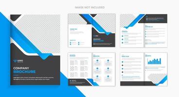 Blue Corporate brochure design template, 8 page business brochure layout