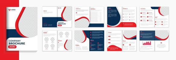 Red corporate Brochure design template, creative shape business brochure layout for print vector