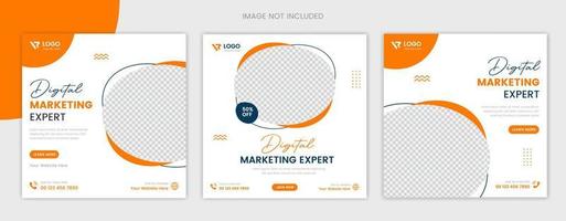 Orange modern corporate Social media post design, trendy business post layout vector
