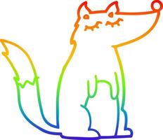 rainbow gradient line drawing cartoon wolf vector