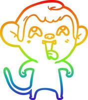 rainbow gradient line drawing crazy cartoon monkey vector