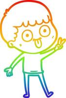 rainbow gradient line drawing cartoon man staring vector