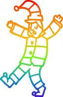 rainbow gradient line drawing cartoon man sleepwalking vector