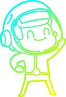 cold gradient line drawing happy cartoon astronaut vector