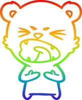 rainbow gradient line drawing angry cartoon bear vector